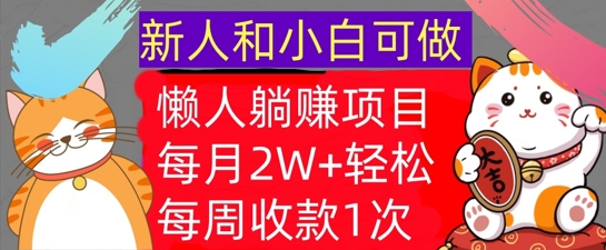 懒人躺赚项目，每月轻松收入2W+，每周收款一次！